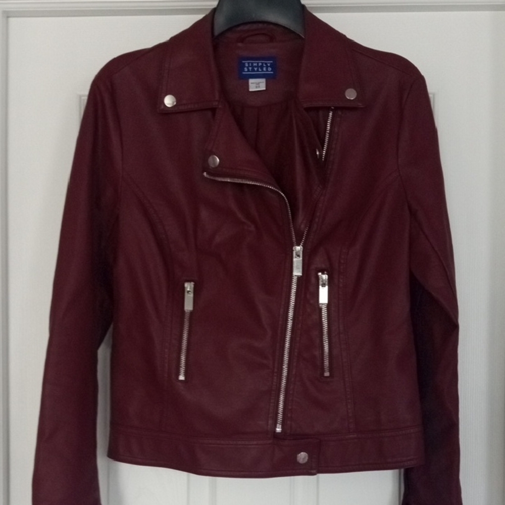 Maroon Faux Leather Jacket